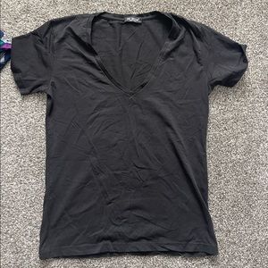 plain black v-neck